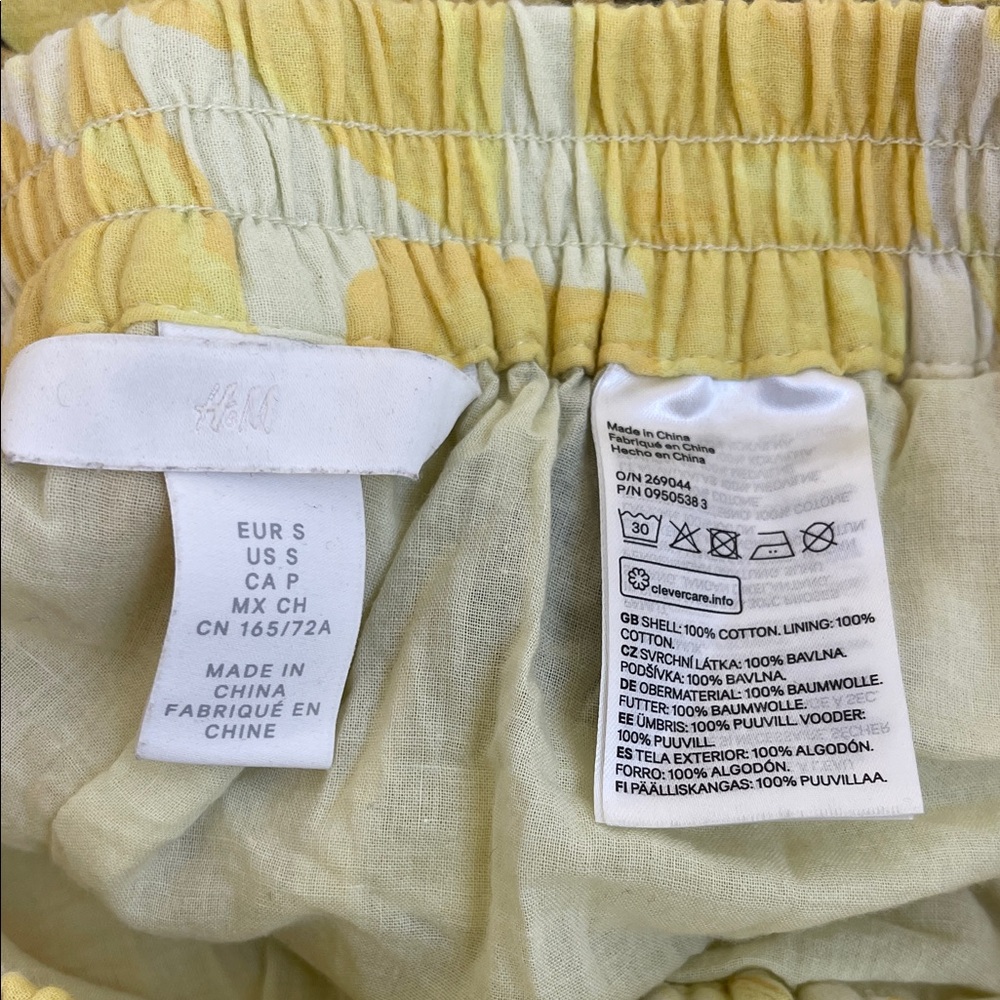 H&M women’s Floral Yellow lined cotton summer Skirt size Small - Picture 2 of 4